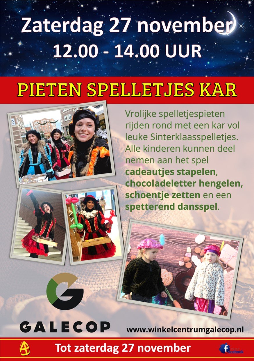 Pieten spelletjes kar in winkelcentrum galecop